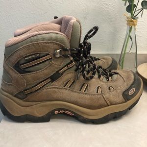 Tan and Pink Hiking Boots- Size 8 1/2- Waterproof
